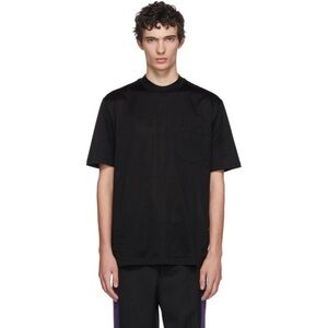 $390 Lanvin Black High Collar Cotton Patch Pocket T-Shirt Large (2018 Release)